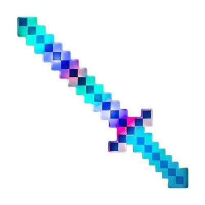 Brinquedo Espada Pixel 58Cm Diamante Com Som E Luz À Pilha - Azul