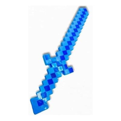 Brinquedo Espada Pixel 58Cm Diamante Com Som E Luz À Pilha - Azul