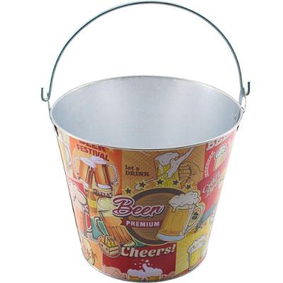 Kit 2 Baldes De Gelo Para Cerveja Estampado Em Metal Galvanizado 4,8 Litros