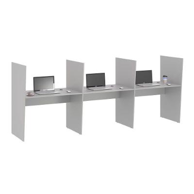 Mesa De Atendimento 3 Lugar Iron Cinza