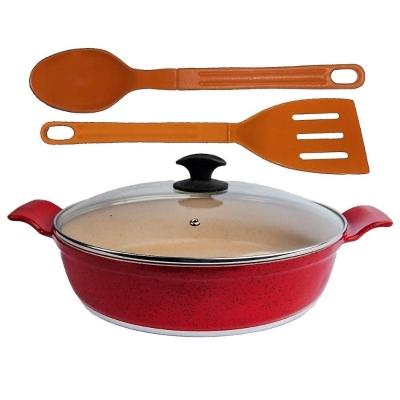 Frigideira Vermelha Antiaderente Marmorizado Talher05 Aa30Cm