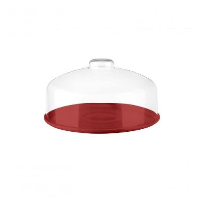 Boleira Prato Cozy Coza Média Com Cúpula, Plástico, ø25 Cm X 25 Cm Vermelho Bold Coza