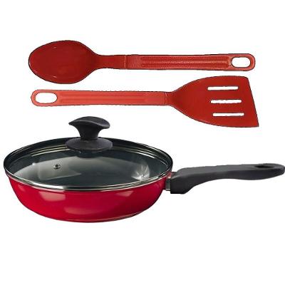 Frigideira Vermelho Antiaderente Cerâmica Talher 03 Cb 24Cm