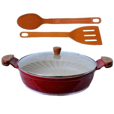 Frigideira Vermelha Antiaderente Marmorizado Talher05 Am30Cm