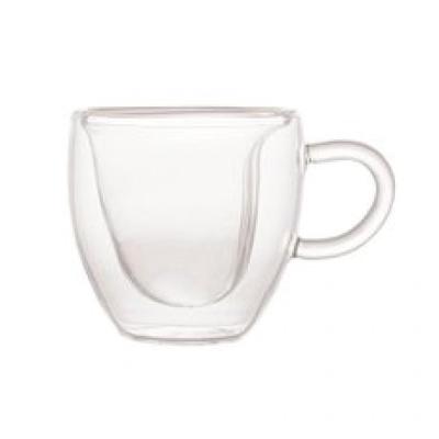 Conjunto 2 Xicaras Cafe Dupla Parede Vidro Heart 80Ml Lyor