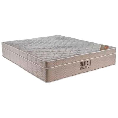 Conjunto Box Casal Queen Size Colchão Airtech Molas Ensacadas Spring Pocket Base Material Sintético Ortobom Preto E Bege