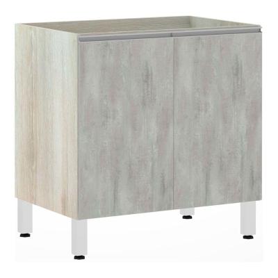 Balcão De Cozinha Sem Tampo 80cm 2 Portas Lis Luciane Móveis Legno Crema Com Concreto