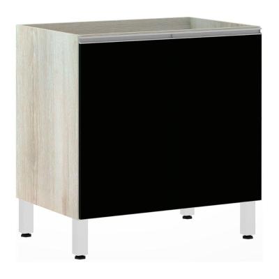 Balcão De Cozinha Sem Tampo 80cm 2 Portas Lis Luciane Móveis Legno Crema Com Preto Tx