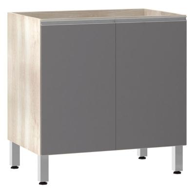 Balcão De Cozinha Sem Tampo 80cm 2 Portas Lis Luciane Móveis Legno Crema Com Cinza Puro