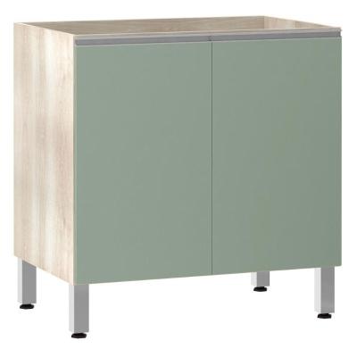 Balcão De Cozinha Sem Tampo 80cm 2 Portas Lis Luciane Móveis Legno Crema Com Verde Jade
