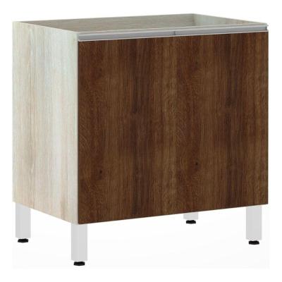 Balcão De Cozinha Sem Tampo 80cm 2 Portas Lis Luciane Móveis Legno Crema Com Nogueira Dourado