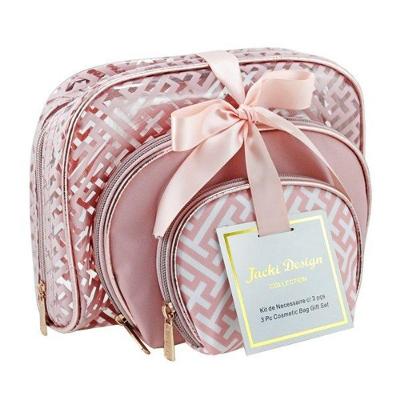 Kit De Necessaire Com 3 Peças Diamantes Jacki Design Rosa