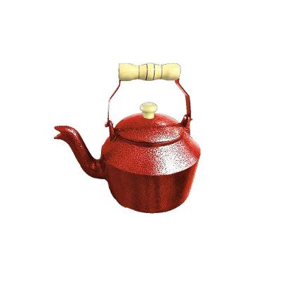 Chaleira Hotel Alumínio Fundido Vermelho Pegador Madeira 4L.