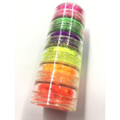 Kit 6 Pó Neon Em Torre Para Decoração De Unha Maquiagem