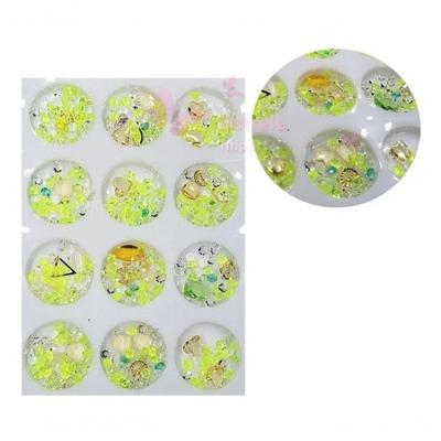 Kit 12 Pedra Cristal Brilho Unhas Arte Folha Ouro Decoração