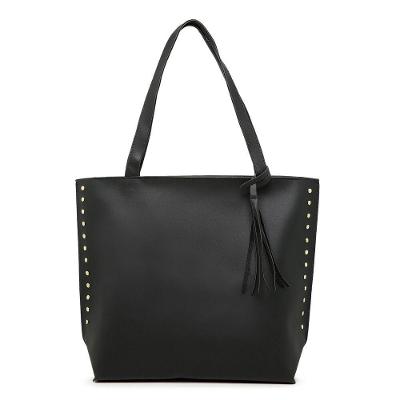 Bolsa Grande Sacola Feminino Com Zíper Detalhes Laterais E Alça De Ombro