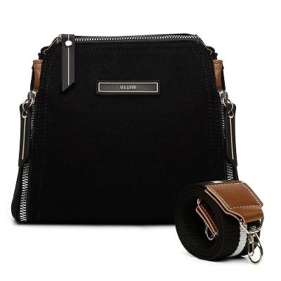 Bolsa Bau Transversal Feminina Com 3 Ziperes E Alça Removivel