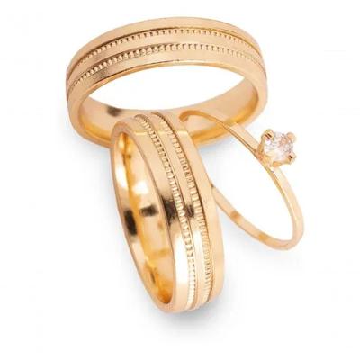 Par De Alianças Banhada Ouro 18k 5mm Com Dois Frisos