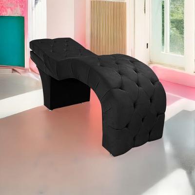Maca Estética Com Encosto Dobrável Facial Capitonê Cílios Salão P02 Suede Preto