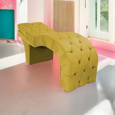 Maca Estética Com Encosto Dobrável Facial Capitonê Cílios Salão P02 Suede Amarelo