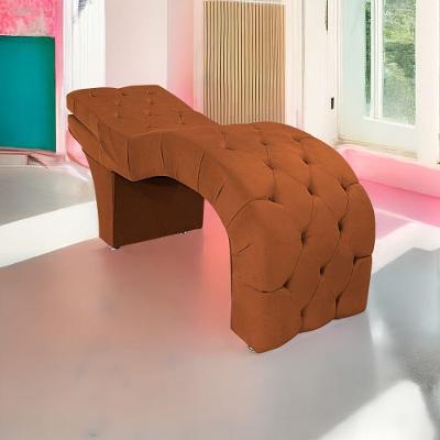 Maca Estética Com Encosto Dobrável Facial Capitonê Cílios Salão P02 Suede Terracota