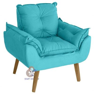 Poltrona Decorativa Opala Azul Turquesa