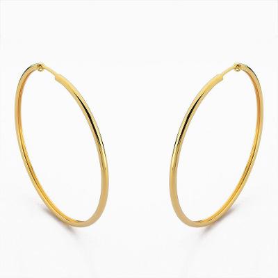 Brinco Argola Básica Tubo Banhado Ouro 18k 4cm