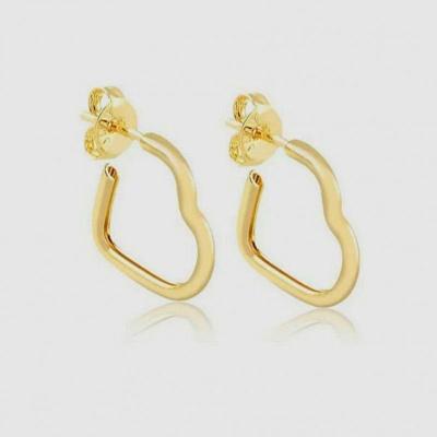 Brinco Argola Larga Coração Básica Banhado Ouro 18k 1,5cm