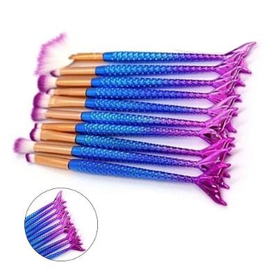 Pincel Maquiagem Kit 10 Peças Sereia Sombra Delineador Merma
