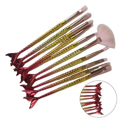 Pincel 10 Peças Sereia Delineador Sombra Iluminador Make Up