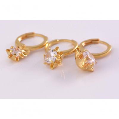 Trio Argolinha Estrelinha De Zircônia Folheado Em Ouro 18K