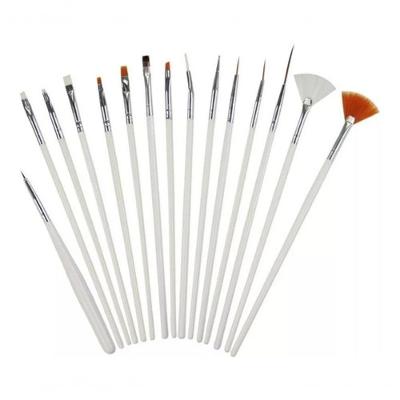 Kit 10X Pincel 15 Pinceis Manicure Decoração Artistica Nail
