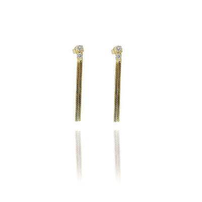 Brinco De Fita Com Zircônia Folheado A Ouro 18K