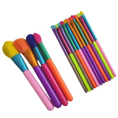 Pincel Maquiagem Kit 15pçs Neon Portatil Colorido Makeup