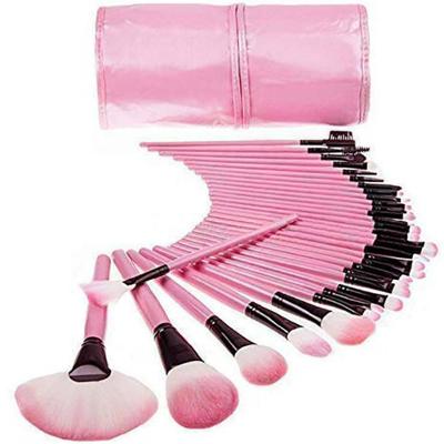 Pincéis Maquiagem Profissional 24Pçs Estojo Organizador Rosa