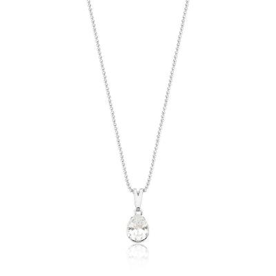 Colar Drop Crystal Revestido Em Prata