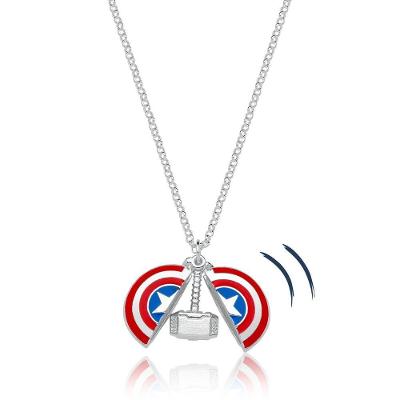 Colar Capitão America Martelo Thor Revestido Em Prata