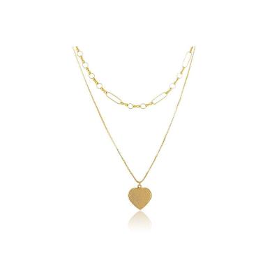 Colar Duplo Folheado Em Ouro 18k Com Coração