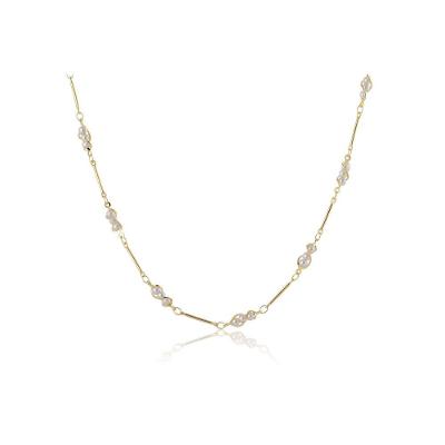 Colar Com Mini Pérolas Na Corrente Folheado Em Ouro 18k