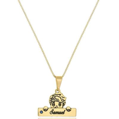 Colar Menino Com Nome Folheado Em Ouro 18k
