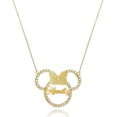Colar Mickey E Miney Nome Trabalhado Em Zircônia