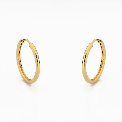 Brinco Argola Feminina Básica Lisa Banhado A Ouro 18k 2cm