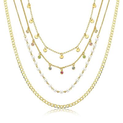 Mix De Colares Pearls &amp; Shine Com Revestimento Em Ouro