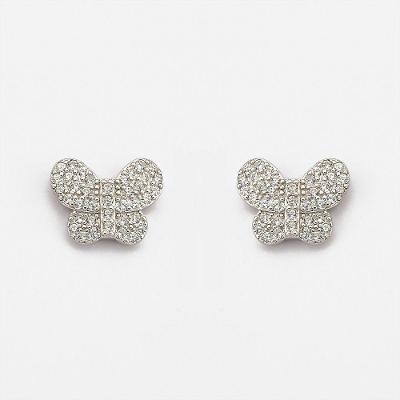 Brincos Borboleta Prata 925 Cravejados Com Zircônias - Cristal