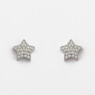 Brinco Estrela Prata 925 Cravejados Com Zircônias - Cristal