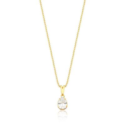 Colar Drop Crystal Revestido Em Ouro