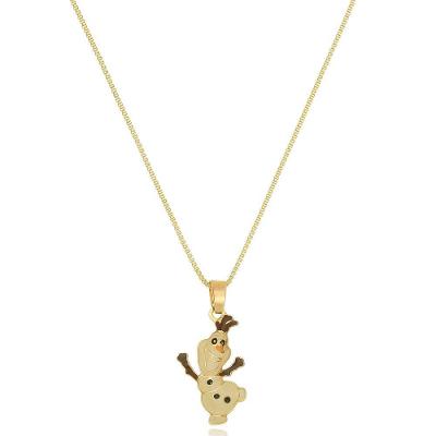 Colar Olaf Frozen Folheado Em Ouro 18k