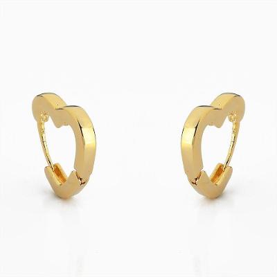 Brinco Argola De Coração Lisa Banhado A Ouro 18k Grande
