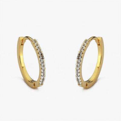 Brinco Argola Click Cravejada Banhada A Ouro 18k - Pequeno