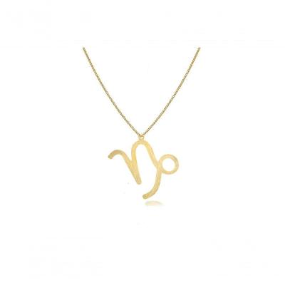 Colar Signo De Capricórnio Folheado Em Ouro 18k